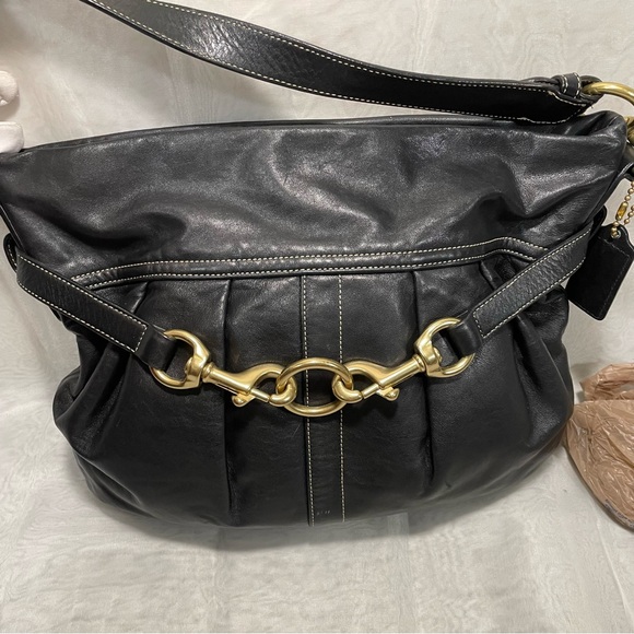 Coach Hamptons Black Leather Hobo Bag, LNC - Picture 1 of 12